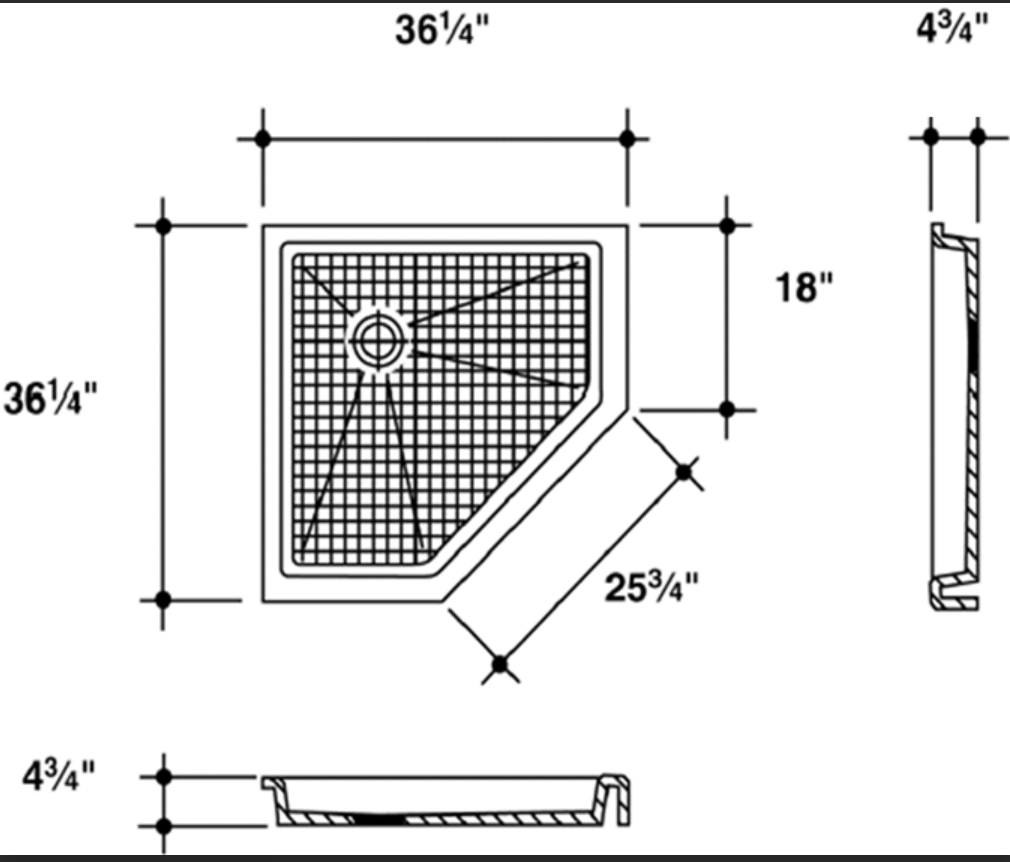 36” x 36” Traditional Stone Standard NeoAngle Base MRMARBLE