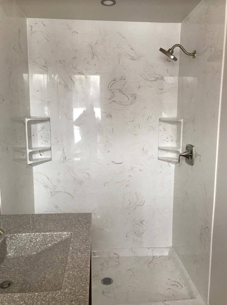 Corner soap shampoo holder with glass door