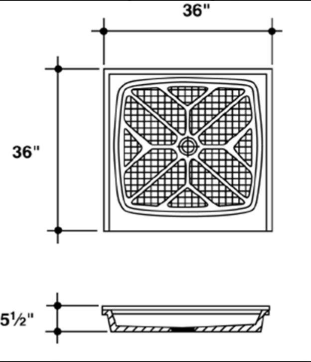 36” x 36” Traditional Stone Standard Single Threshold Square Base Traditional Stone Standard Single Threshold Square Base